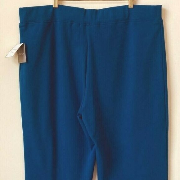 Sag Harbor Stretch Woman Pants Plus Sz 2X Blue Marina Elastic Waist Leg Graphic - Picture 5 of 12